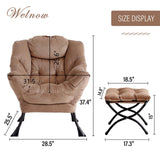 Welnow Lazy Chair with Ottoman, Modern Lounge Accent Chair with Armrests and a Side Pocket, Leisure Sofa Armchair, Reading Armchair with Footrest for Small Space, Dark Grey