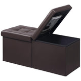 AmasSmile Footrest Ottoman Bench with Storage,34Inch Black Leather Footstool, Coffee Table, Padded Seat, Storage Chest,Blanket Store with Flipping Lid for Livingroom and Bedroom