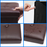 Bsketa Storage Ottoman, Folding Foot Stool with Thicker Foam Padded Seat Small Leather Storage Ottoman Bench Foot Rest for Living Room Foldable Coffee Table 17x13x13in,Black