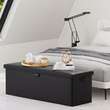 DocSafe Storage Ottoman with Lock,Fireproof Folding Ottoman Foot Rest Stool Storage Chest with Storage Safe for Important Documents,Waterproof 17 Inches Short Ottoman Foot Stool with Handles,Black