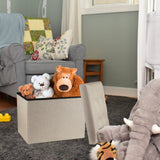 ALASDO Storage Ottoman Footrest Stool Small Ottoman with Storage Foldable Ottomans Foot Rest Footstool Bench for Living Room 17x13x13inches Grey