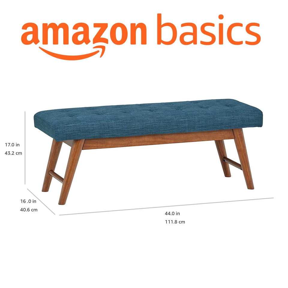 Amazon Basics Small Ottoman Foot Rest, Mid-Century Modern X Square Polyester Foot Stool, Linen, Ivory White, 18"D x 19.8"W x 18.3"H (Previously Rivet Brand)