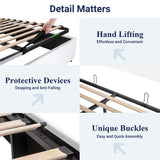 Allewie King Size Lift Up Storage Bed, Modern Wingback Headboard, Hydraulic Support, No Box Spring Needed, Light Beige