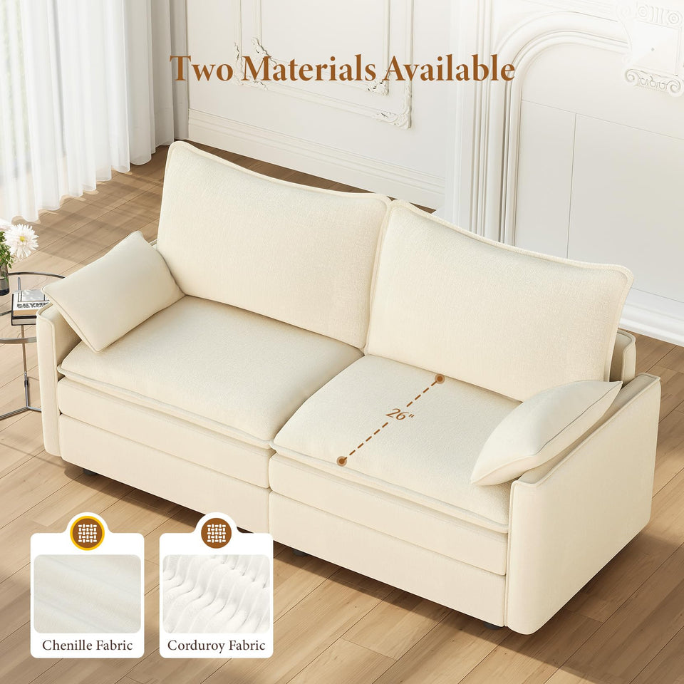 Vesgantti 142" U Shaped Sectional Couch, Comfy Cloud Modular Sectional Sofa with 2 Ottoman Deep Seat Chenille Modern Cloud Sofa, Modular Sofas for Living Room, Bedroom and Apartment, Beige