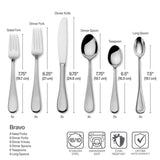 Mikasa Bravo 65-Piece Flatware Set for 12, 18/10 Stainless Steel Silverware with Full Service, Includes Forks, Knives, Spoons, and Serving Utensils