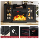 oneinmil 36 Inch 3-Sided Glass Fireplace TV Stand for TVs up to 80", Rustic Media Entertainment Center Console Table with Glass Door Closed Storage, Set of TV Table, White