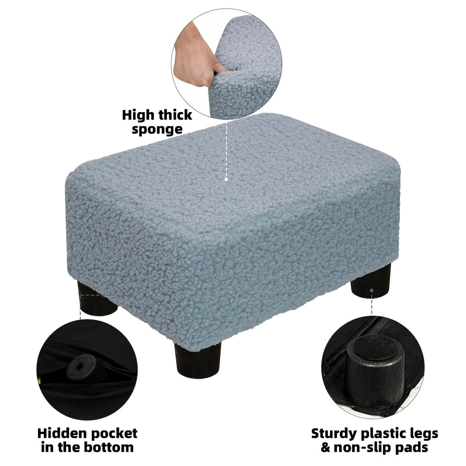 CAROLMADE Small Foot Stool Ottoman Footstool with Legs Under Desk Footrest for Living Room Bedroom and Office, Soft Ivory White