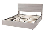 Allewie King Size Lift Up Storage Bed, Modern Wingback Headboard, Hydraulic Support, No Box Spring Needed, Light Beige