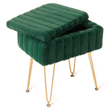 Wimarsbon Storage Ottoman, Vanity Stools with Metal Legs, 16.5" x 11.8" x 18" Modern Faux Mink Fur Footstool, Makeup Chair with Anti-Slip Feet, Accent Table,Footrest,Storage Bench for Bedroom