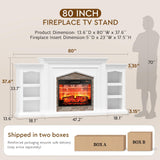 LGHM 72" Electric Fireplace with Mantel, Fireplace TV Stand for TVs Up to 80 Inch, Modern Entertainment Center with Storage, Realistic Stacked Stone Surround with Remote Control for Living Room