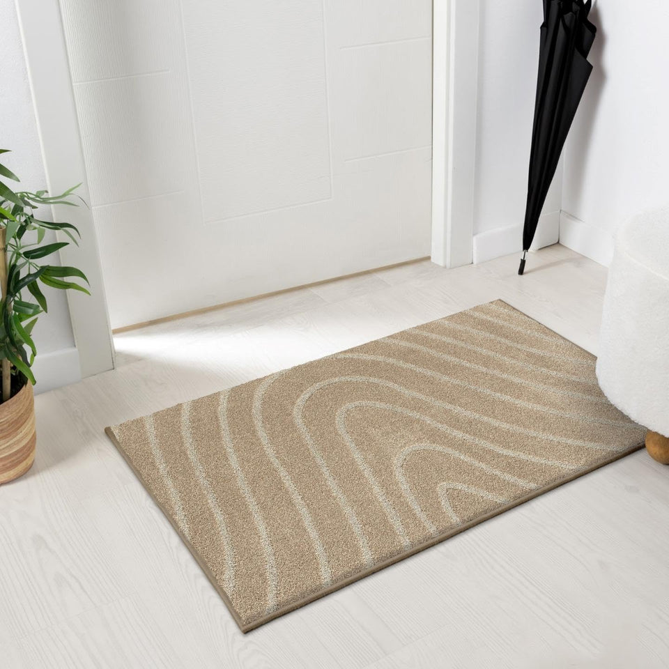 LUXE WEAVERS Modern Geometric Wave Cream 9x12 Area Rug