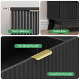 Fluted Dresser for Bedroom with 9 Drawers, 57" Wide Modern Chest of Drawers with Metal Handle, Wooden Dresser TV Stand, Wood Closet Clothes Storage Organizer for Living Room, Hallway, Natural Oak