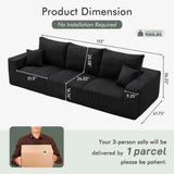 Boneless Sectional Cloud Couch Sofa for Living Room, 112" U-Shaped Modular Modern Lounge Sleeper Black Couches with Chaise, No Assemble, Cordury Compression Upholstered Sofas