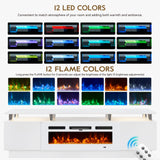 OneBlis 70" TV Stand for Living Room, Modern Entertainment Center & Media Console, Fits TVs up to 80", Storage Cabinet with Shelves, 36" Electric Fireplace with LED Flame (All Black)