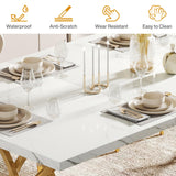 Tribesigns Modern Dining Table, 63" Large Kitchen Table for 4-6 People, Unique Rectangular Dinner Table Kitchen & Dining Room Furniture with Faux Marble Tabletop and Geometric Legs