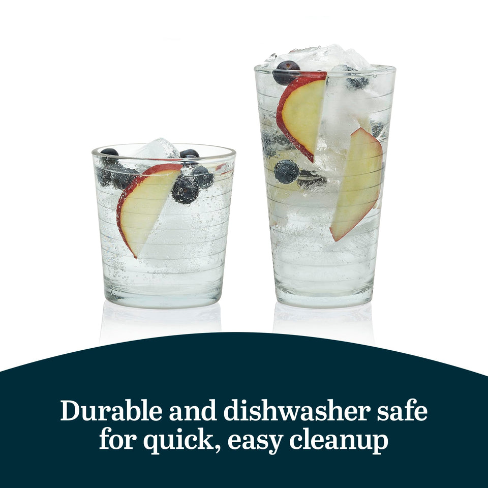 Libbey Ascent Tumbler and Rocks Drinking Glasses Set of 16, Glass Drinking Glasses with Curvature, Versatile Glassware Set for Parties and More