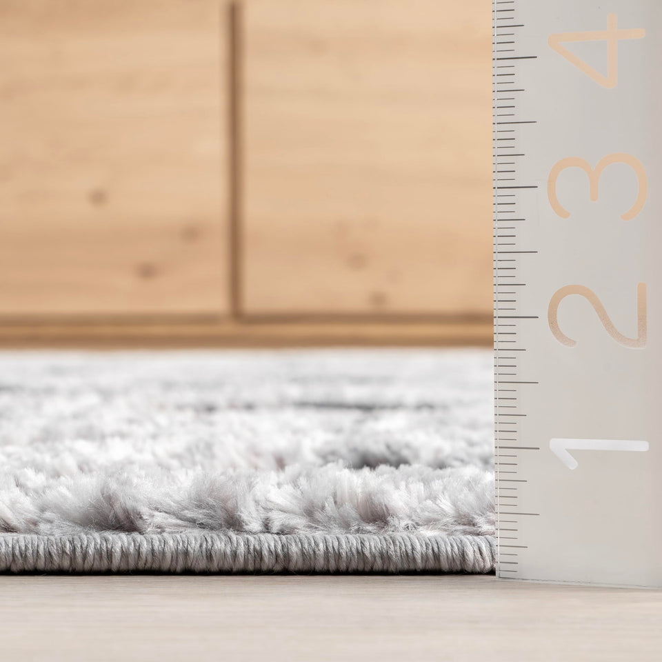 nuLOOM 8x11 Ansley Moroccan Tassel Area Rug, Light Grey, High-Low Textured Bohemian Design, Plush High Pile, Stain Resistant, For Bedroom, Living Room, Hallway, Entryway