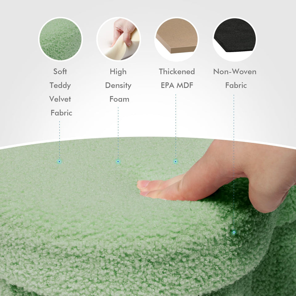 B FSOBEIIALEO Storage Ottoman Cube, Flowers Shaped Ottomans with Storage Foot Stool Footrest for Lving Room, Boucle Ottoman Seat for Dorm Room,Faux Teddy Fur, Cream White 12.6"x12.6"x12.6"