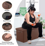 DocSafe Storage Ottoman with Lock,Fireproof Folding Ottoman Foot Rest Stool Storage Chest with Storage Safe for Important Documents,Waterproof 17 Inches Short Ottoman Foot Stool with Handles,Black