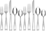 Oneida Silverware Set For 12, Moda 65-Piece Fine Flatware Set with Serving Utensils, Service For 12, 18/10 Stainless Steel, Dishwasher Safe For home, Knives Spoons and Forks Set (Silver, 65 pieces)