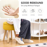 Wimarsbon Pouf Ottoman, 100% Cotton Knitted Boho Footstool, Round Footrest with Non-Skid Wood Legs, Home Décor Handmade Pouffe, Leisure Floor Step Stool for Living Room (Beige)