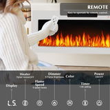 Lemberi Fireplace tv Stand with 36 inch Fireplace Up to 90" TVs, LED Light Entertainment Center and Storage, 80" Modern Wood Media TV Console with Highlight Cabinet for Living Room (White)