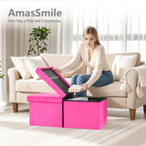 AmasSmile Footrest Ottoman Bench with Storage,34Inch Black Leather Footstool, Coffee Table, Padded Seat, Storage Chest,Blanket Store with Flipping Lid for Livingroom and Bedroom