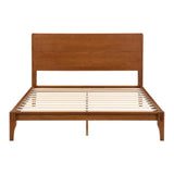 Merax Queen Size Bamboo Platform Bed, Mid-Century Modern Bed Frame with Tall Headboard, Solid Sustainable Bedframe Queen-size, Wood Slat Support, No Box Spring Needed, Easy Assembly, Noise Free, Brown
