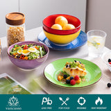 vancasso Bonita Dinnerware Set 24 Pieces Blue Stoneware Service for 6, Handpainted Spirals Pattern Stoneware Combination Set