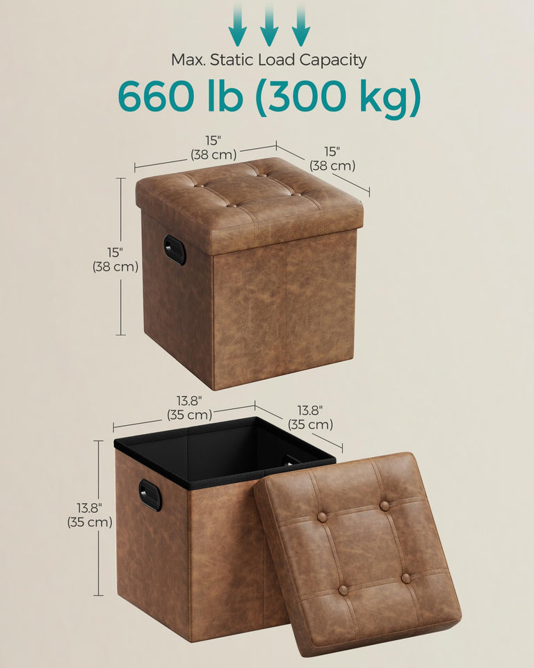 SONGMICS MAZIE Collection - 30 Inches Storage Ottoman Bench with Flipping Lid, Storage Chest Footstool, Load 660 lb, for Entryway, Living Room, Bedroom, Synthetic Leather, Black ULSF45BK