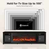 oneinmil 80" Fireplace TV Stand, 50 Inch Electric Fireplace & Modern Entertainment Center, TV Console with Adjustable Shelf & Glass Door for TVs Up to 90", Fire Place TV Stands for Living Room, Black