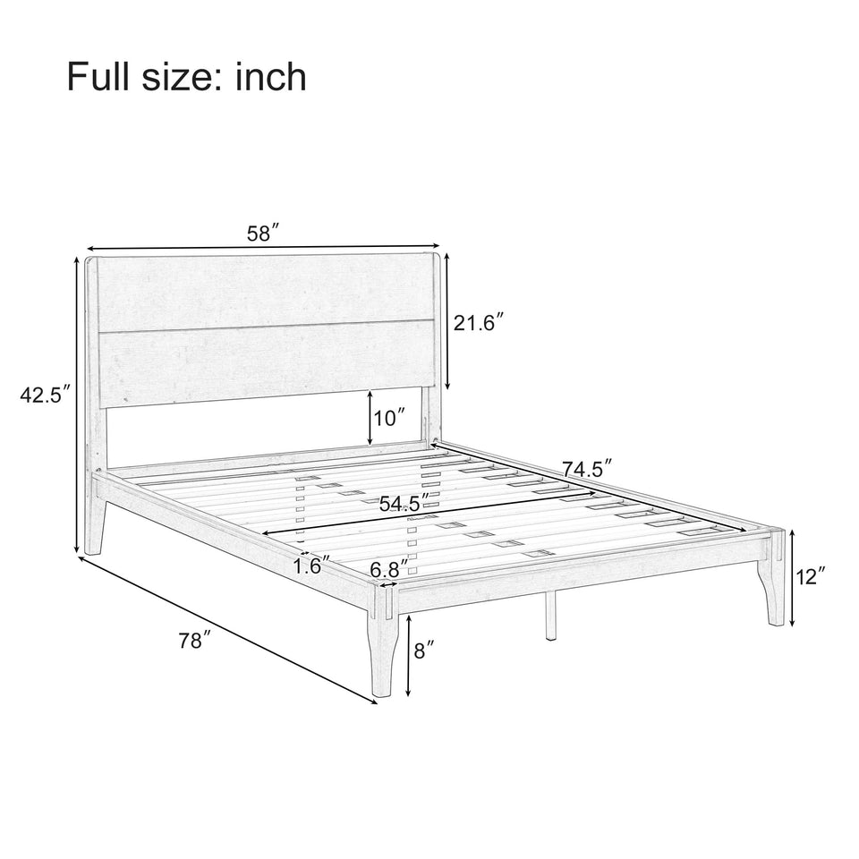 Merax Queen Size Bamboo Platform Bed, Mid-Century Modern Bed Frame with Tall Headboard, Solid Sustainable Bedframe Queen-size, Wood Slat Support, No Box Spring Needed, Easy Assembly, Noise Free, Brown