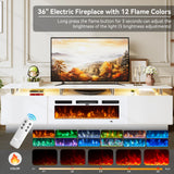 OneBlis 70" TV Stand for Living Room, Modern Entertainment Center & Media Console, Fits TVs up to 80", Storage Cabinet with Shelves, 36" Electric Fireplace with LED Flame (All Black)