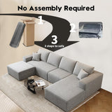 135.4" Cloud Modular Sectional Couch with 1 Ottoman,Modern Minimalist Upholstered Couches, Comfort U Shaped Sofa for Living Room,Deep Seat Corner Couch，No Assembly Required (Black,Left Facing Chaise)