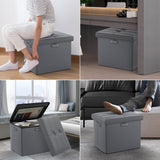 DocSafe Storage Ottoman with Lock,Fireproof Folding Ottoman Foot Rest Stool Storage Chest with Storage Safe for Important Documents,Waterproof 17 Inches Short Ottoman Foot Stool with Handles,Black