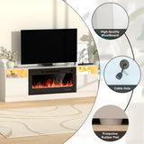 OUTGUAVA Fireplace TV Stand for 80 Inch TV, TV Stand with 36" Fireplace, LED Light Entertainment Center with Storage Cabinets, Media TV Console TV Table for Living Room, Black