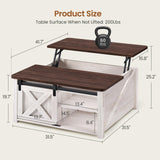 SEDETA 31.5" Lift Top Coffee Table with Storage, Square Coffee Tables for Living Room, Farmhouse Coffee Table with Large Hidden Storage Compartment and Adjustable Shelves, Black