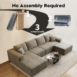 135.4" Cloud Modular Sectional Couch with 1 Ottoman,Modern Minimalist Upholstered Couches, Comfort U Shaped Sofa for Living Room,Deep Seat Corner Couch，No Assembly Required (Black,Left Facing Chaise)