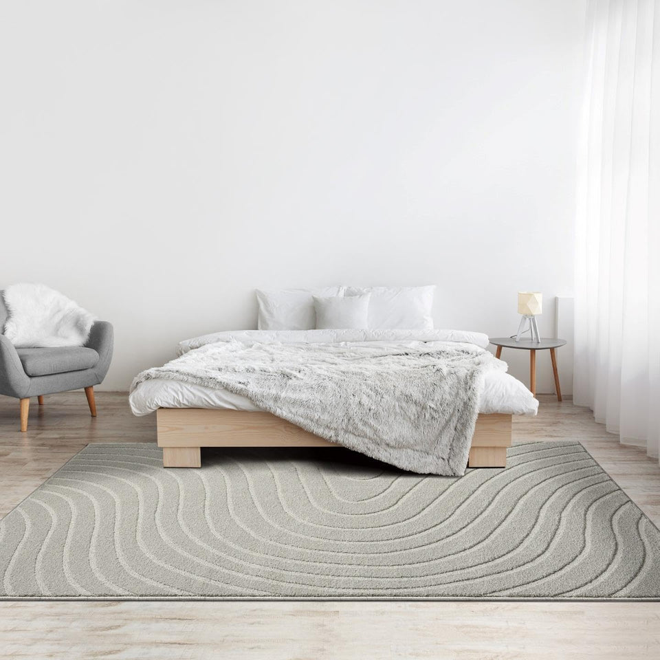 LUXE WEAVERS Modern Geometric Wave Cream 9x12 Area Rug