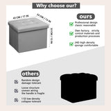 AmasSmile Storage Ottoman Folding Foot Rest Stool, Leather Footstool Bench, Short Ottoman Stool, Storage Foot Rest Store, Books (Black, 17" D x 13" W x 13" H)