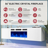 oneinmil 70" Floating TV Stand with 36" Electric Fireplace, Wall Mounted Fireplace Entertainment Center with Storage, Fire Place TV Console for Living Room, All Black