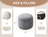Round Ottoman Foot Rest for Couch 20"x15" Foot Stool Ottoman Pouf with Foam Chunk Filling Small Ottomans Foot Stools Poufs for Living Room Dark Grey Poof Hassocks and Ottomans Soft Foot Rest for Chair