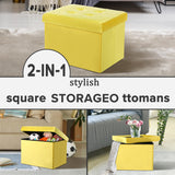 LINMAGCO Ottoman Storage Ottoman with Storage Small Foot Rest Stool Under Desk Stool Short Folding Footrest Linen Cloth Dark Gray 16X12X12IN