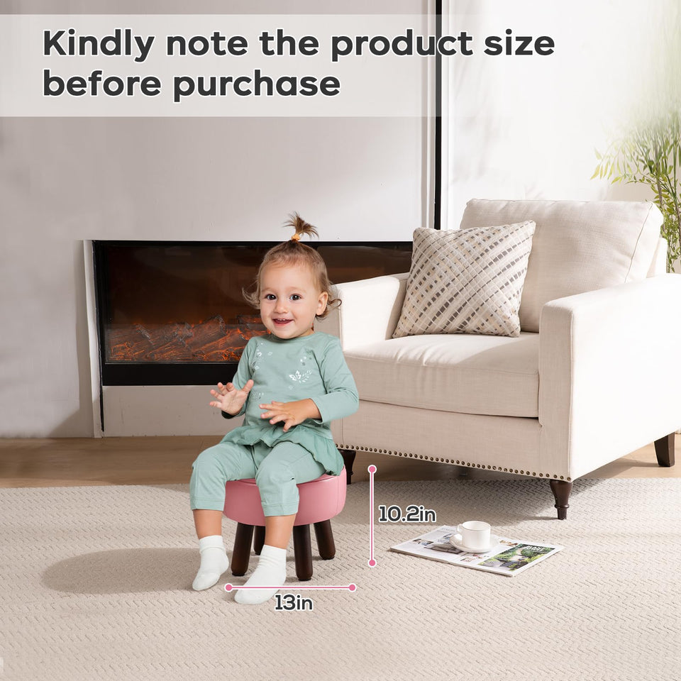 oakvivo 13in Small Foot Stool Ottoman, Round Faux Leather Foot Rest for Couch, Under Desk Pouf Footstool Footrest with Non-Skid Rubber Legs for Ling Room, Bedroom, 13''L x 13''W x 10.2''H, Green