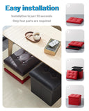 AmasSmile Storage Ottoman Folding Foot Rest Stool, Leather Footstool Bench, Short Ottoman Stool, Storage Foot Rest Store, Books (Black, 17" D x 13" W x 13" H)