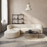 Acanva Luxury Modern Tight Curved Back Velvet Sofa, Minimalist Style Comfy Couch for Living Room Apartment, 3 Seater, Cream