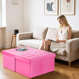 AmasSmile Footrest Ottoman Bench with Storage,34Inch Black Leather Footstool, Coffee Table, Padded Seat, Storage Chest,Blanket Store with Flipping Lid for Livingroom and Bedroom