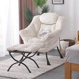 Welnow Lazy Chair with Ottoman, Modern Lounge Accent Chair with Armrests and a Side Pocket, Leisure Sofa Armchair, Reading Armchair with Footrest for Small Space, Dark Grey