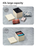 Bsketa Storage Ottoman, Folding Foot Stool with Thicker Foam Padded Seat Small Leather Storage Ottoman Bench Foot Rest for Living Room Foldable Coffee Table 17x13x13in,Black