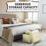 LINMAGCO Ottoman Storage Ottoman with Storage Small Foot Rest Stool Under Desk Stool Short Folding Footrest Linen Cloth Dark Gray 16X12X12IN